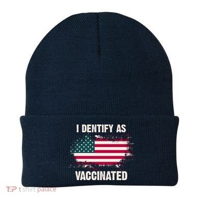 I Dentify As Vaccinated American Flag Beanie