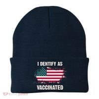 I Dentify As Vaccinated American Flag Beanie thumb 0