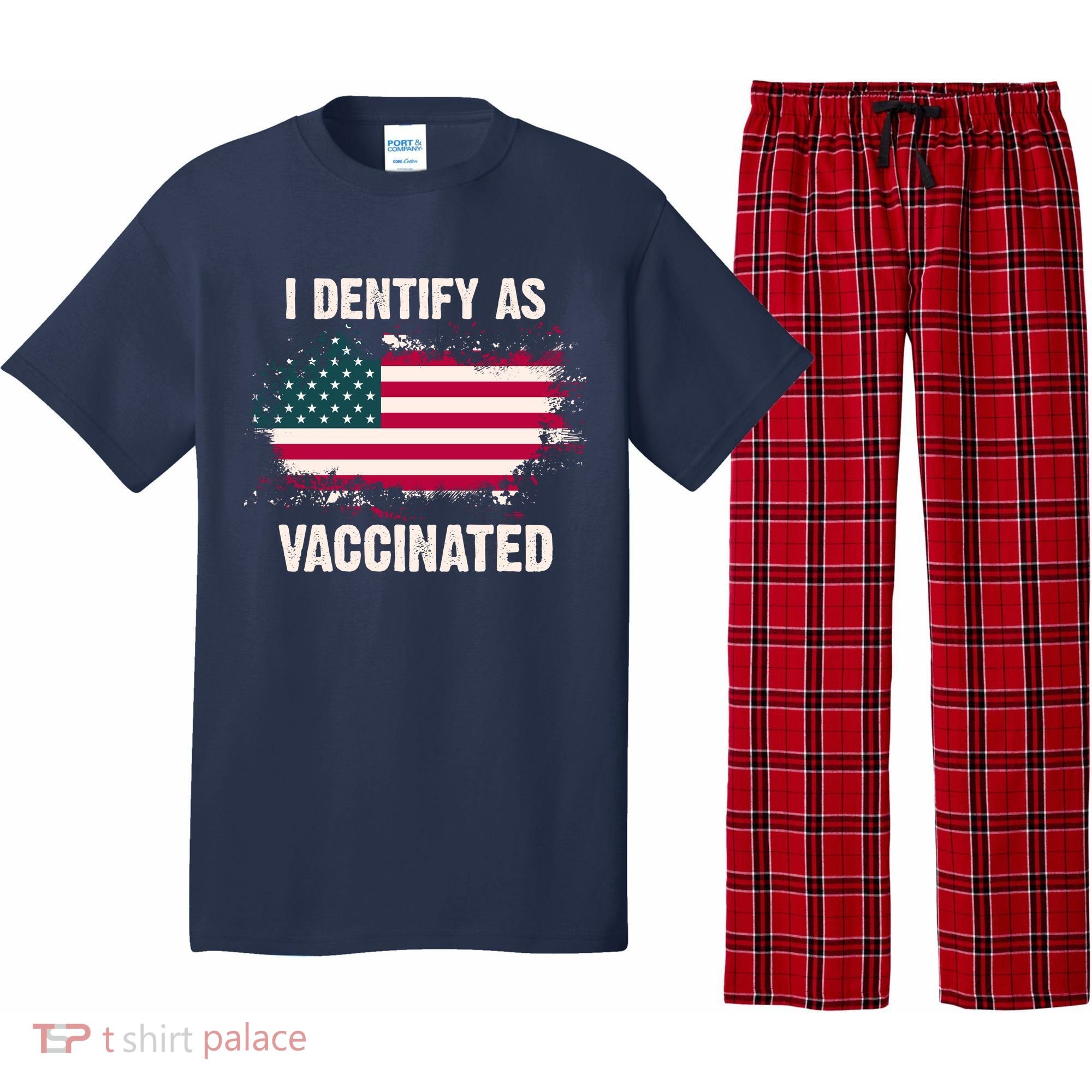 I Dentify As Vaccinated American Flag Pajama Set