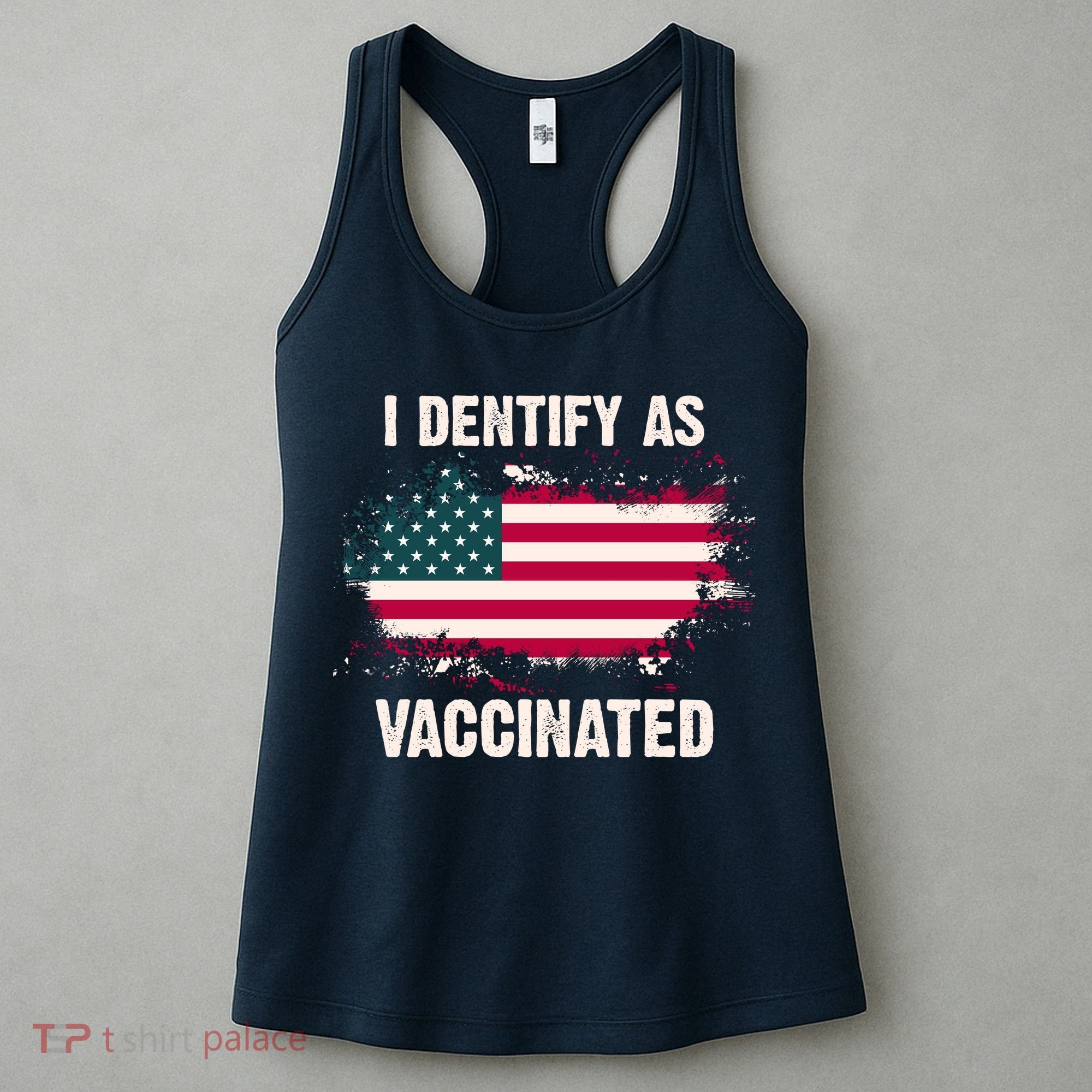 I Dentify As Vaccinated American Flag Women's Tank Top