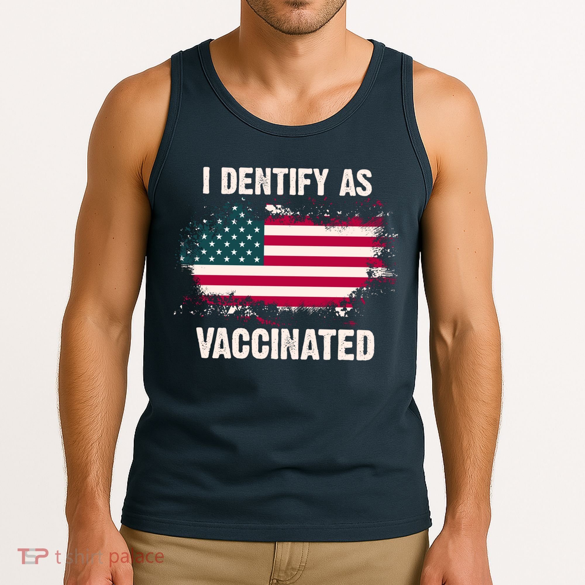 I Dentify As Vaccinated American Flag Tank Top