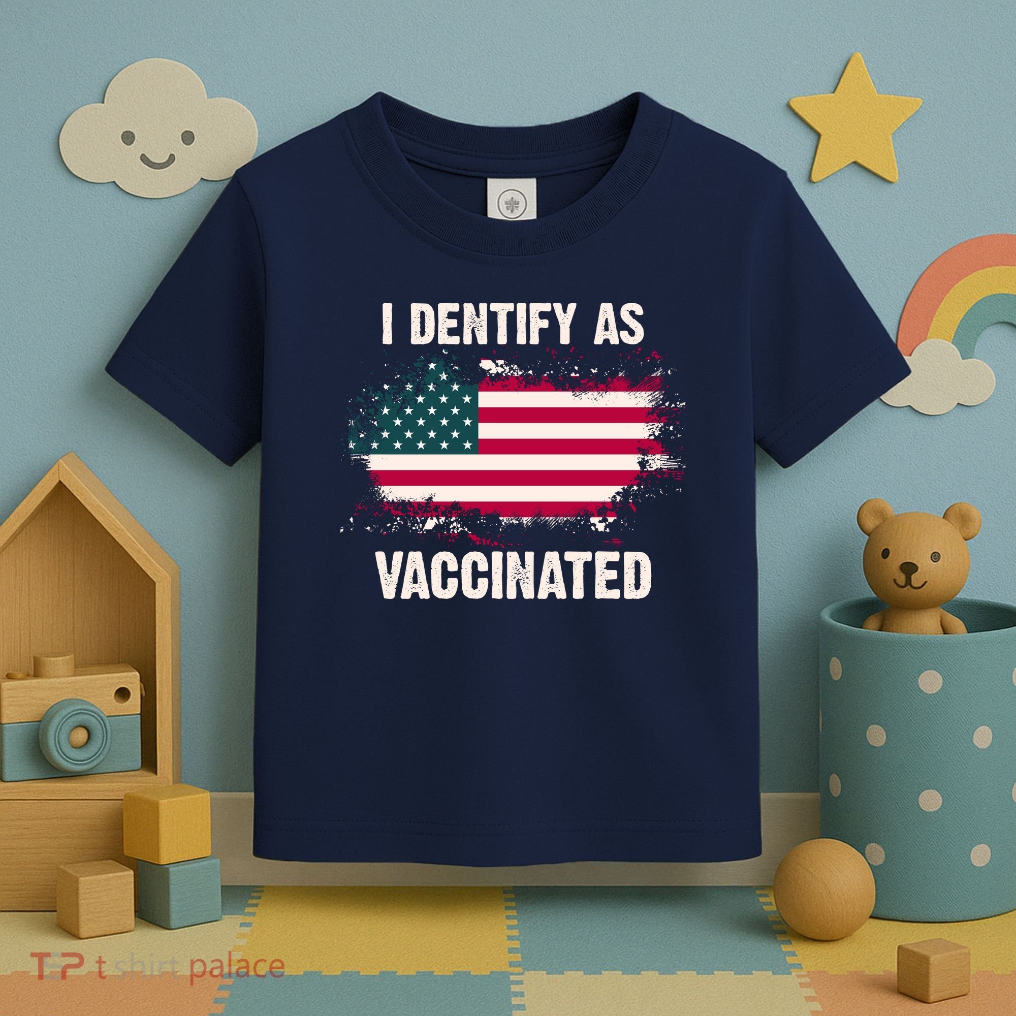 I Dentify As Vaccinated American Flag Toddler T-Shirt