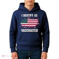 I Dentify As Vaccinated American Flag Kids Hoodie thumb 4