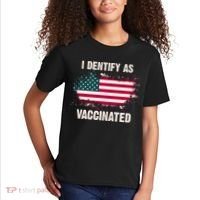 I Dentify As Vaccinated American Flag Kids T-Shirt thumb 2