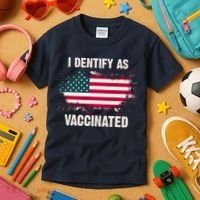 I Dentify As Vaccinated American Flag Kids T-Shirt thumb 3