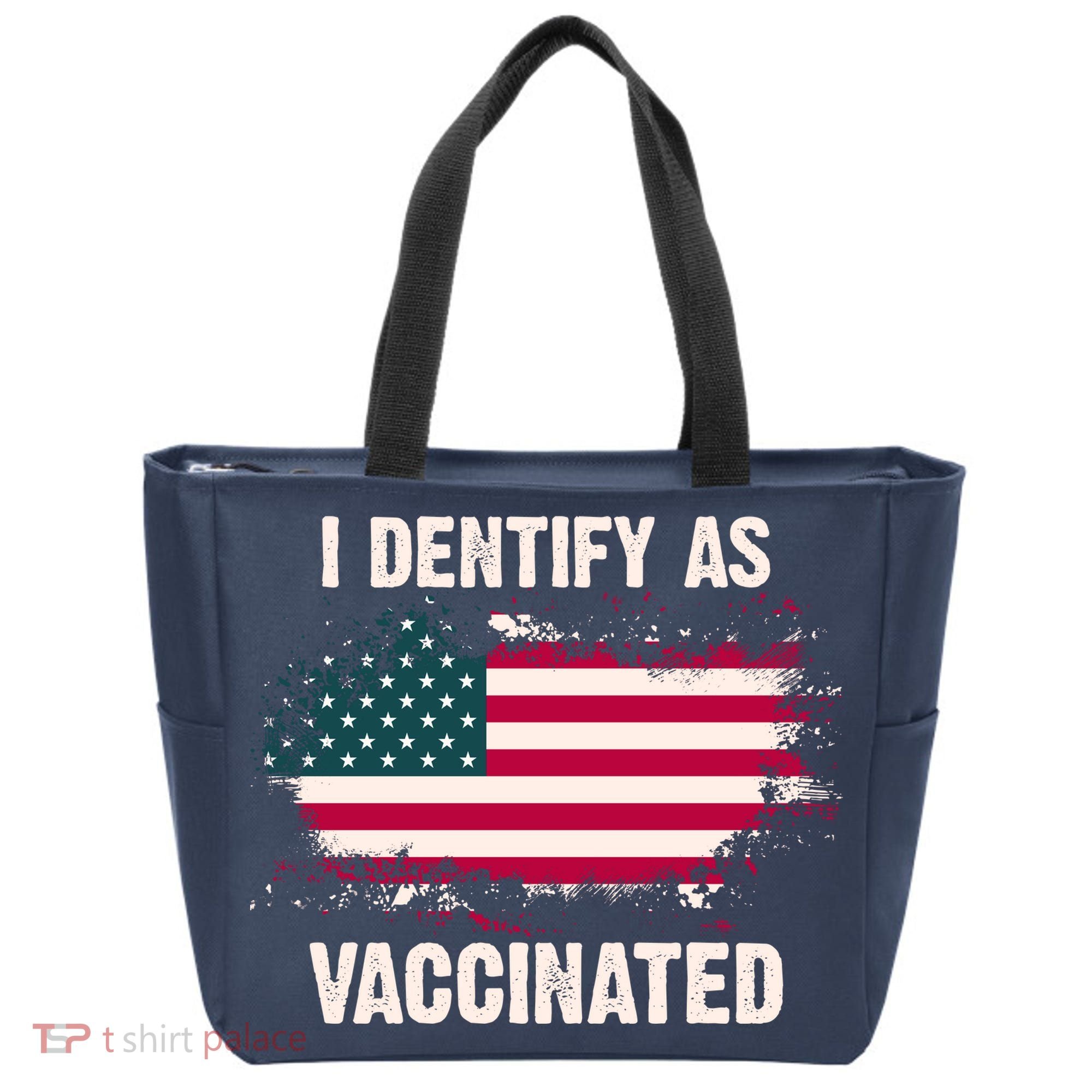I Dentify As Vaccinated American Flag Tote Bag