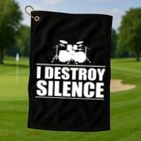 I Destroy Silence Golf Towel thumb 1