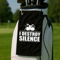 I Destroy Silence Golf Towel thumb 2