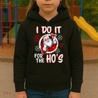 I Do It For the Ho's Funny Santa Claus Kids Hoodie thumb 3