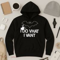 I Do What I Vant (Want) Funny Bat Vampire Hoodie thumb 3