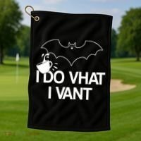 I Do What I Vant (Want) Funny Bat Vampire Golf Towel thumb 1