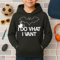 I Do What I Vant (Want) Funny Bat Vampire Kids Hoodie thumb 2