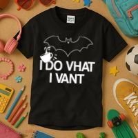 I Do What I Vant (Want) Funny Bat Vampire Kids T-Shirt thumb 3