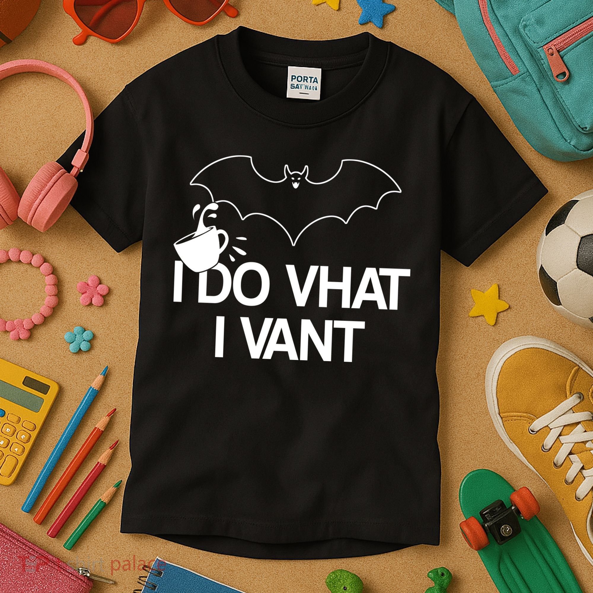 I Do What I Vant (Want) Funny Bat Vampire Kids T-Shirt
