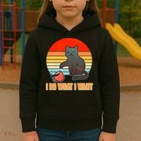 I Do What I Want Bad Cat Kids Hoodie thumb 3