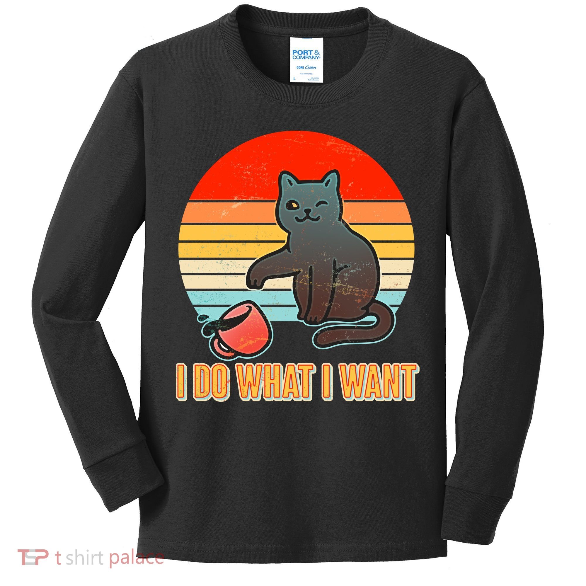 I Do What I Want Bad Cat Kids Long Sleeve Shirt