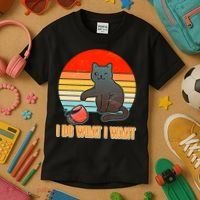 I Do What I Want Bad Cat Kids T-Shirt thumb 3