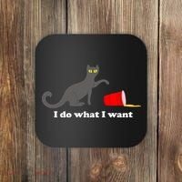 I Do What I Want Evil Cat Coaster thumb 0