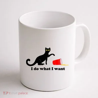 I Do What I Want Evil Cat Coffee Mug back