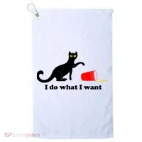 I Do What I Want Evil Cat Golf Towel thumb 0