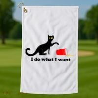 I Do What I Want Evil Cat Golf Towel thumb 1
