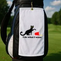 I Do What I Want Evil Cat Golf Towel thumb 2
