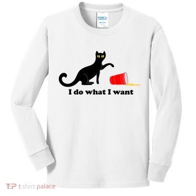 I Do What I Want Evil Cat Kids Long Sleeve Shirt