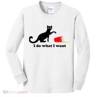 I Do What I Want Evil Cat Kids Long Sleeve Shirt thumb 0