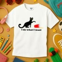 I Do What I Want Evil Cat Kids T-Shirt thumb 3
