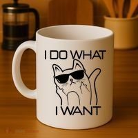 I Do What I Want Funny Cat Coffee Mug thumb 4