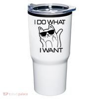 I Do What I Want Funny Cat Tumbler thumb 0