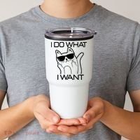 I Do What I Want Funny Cat Tumbler thumb 2
