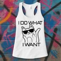 I Do What I Want Funny Cat Women's Tank Top thumb 3