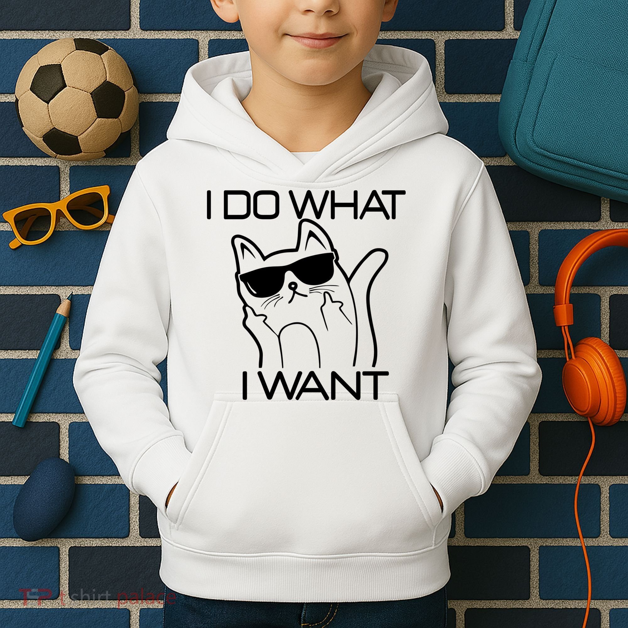 I Do What I Want Funny Cat Kids Hoodie