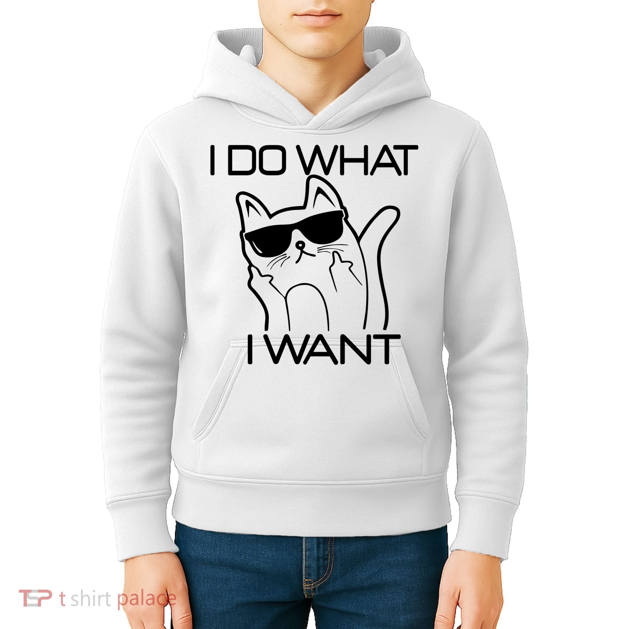 I Do What I Want Funny Cat Kids Hoodie