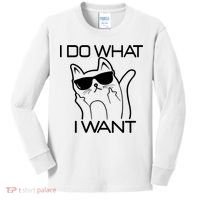 I Do What I Want Funny Cat Kids Long Sleeve Shirt thumb 0