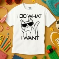 I Do What I Want Funny Cat Kids T-Shirt thumb 3