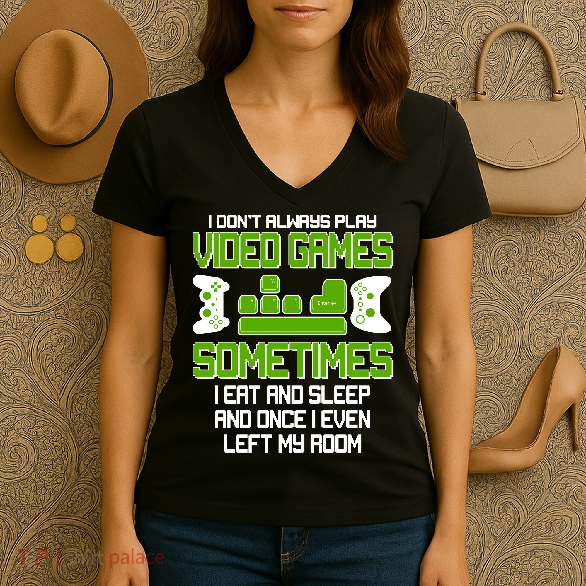 I Don't Always Play Video Games Gamer Women's V-Neck T-Shirt