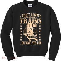 I Don't Always Stop And Look At Trains Oh Wait Yes I Do Kids Sweatshirt thumb 0