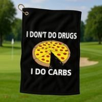 I Don't Do Drugs I Do Carbs Golf Towel thumb 1