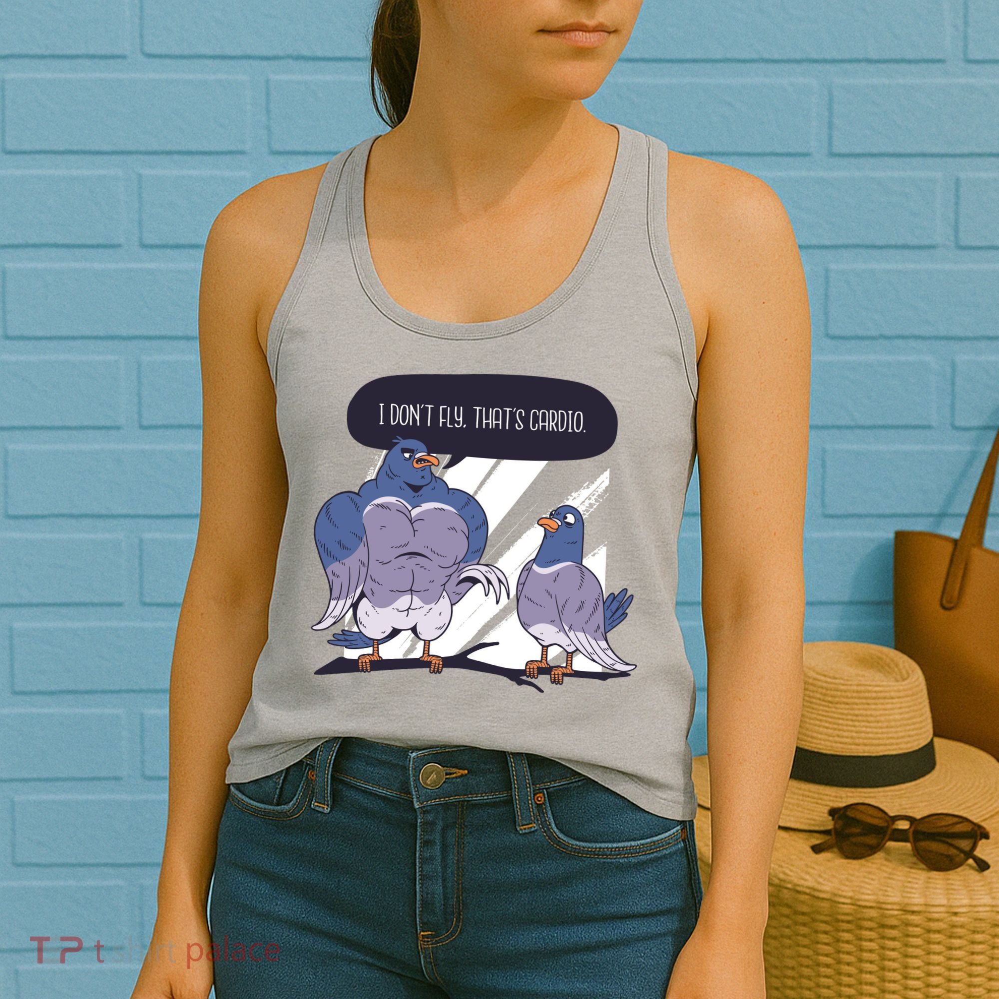 I Don't Fly That's Cardio Pigeon Funny Women's Tank Top