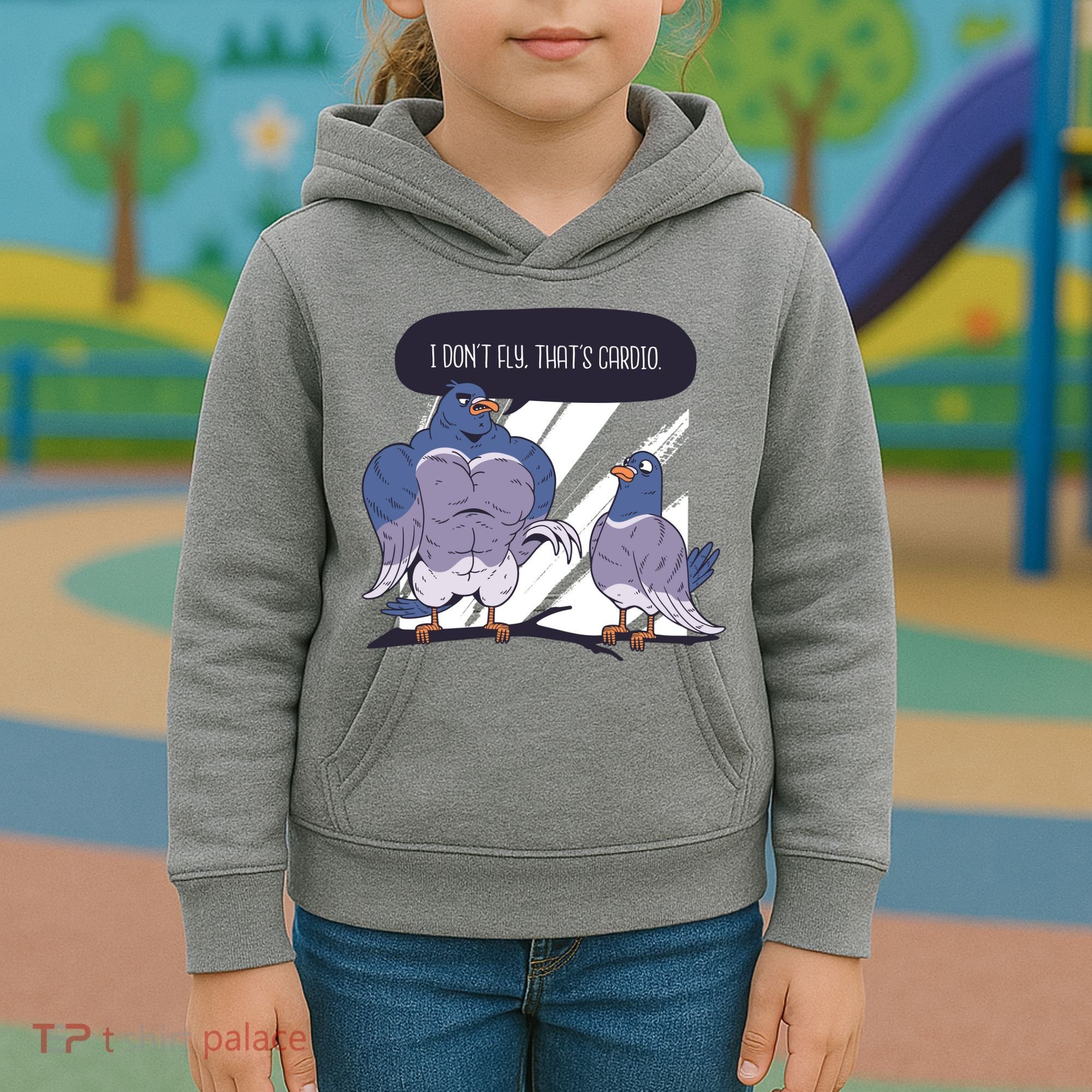 I Don't Fly That's Cardio Pigeon Funny Kids Hoodie