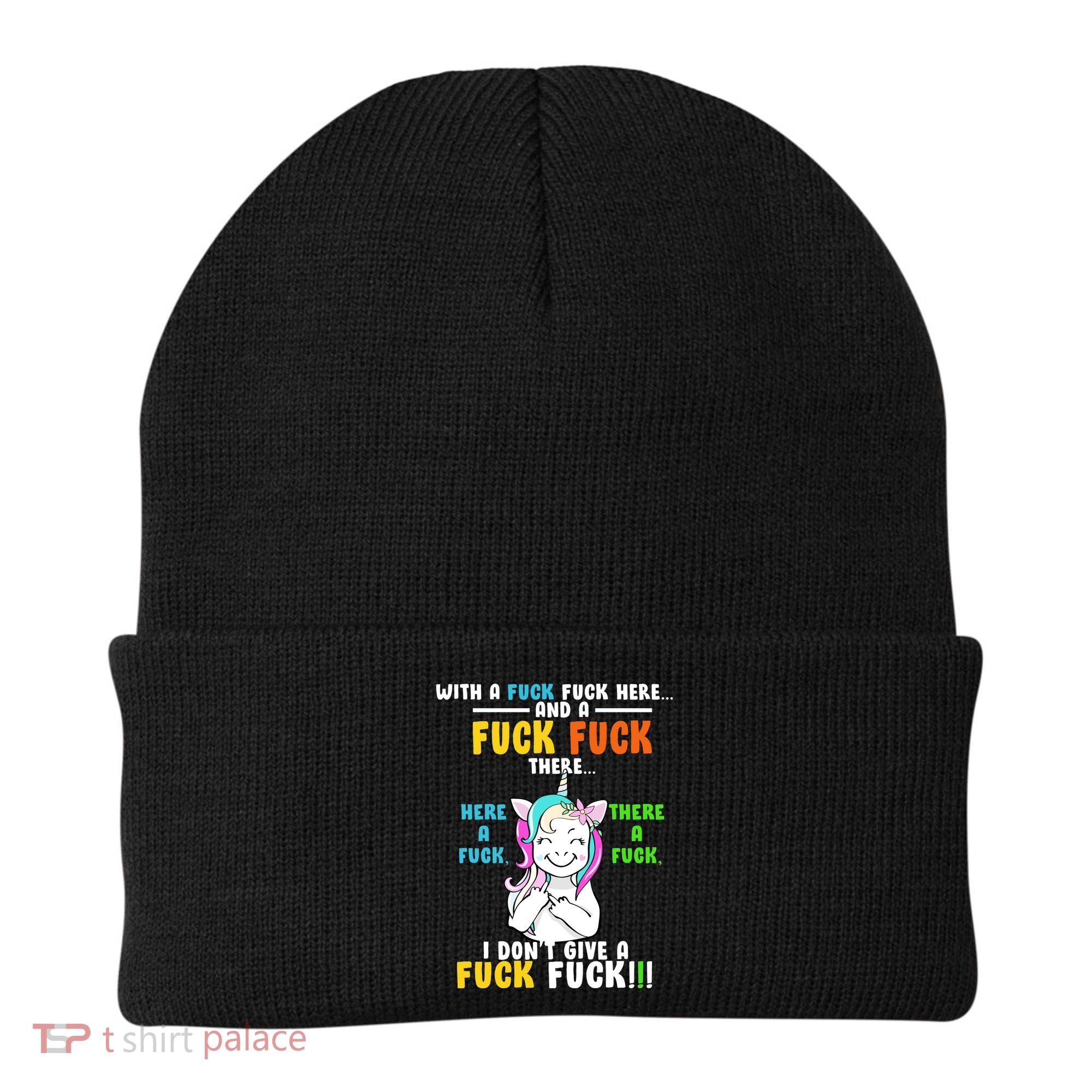 I Don't Give A Fuck Fuck Offensive Funny Unicorn Beanie