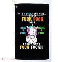 I Don't Give A Fuck Fuck Offensive Funny Unicorn Golf Towel thumb 0
