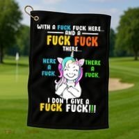 I Don't Give A Fuck Fuck Offensive Funny Unicorn Golf Towel thumb 1