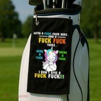 I Don't Give A Fuck Fuck Offensive Funny Unicorn Golf Towel thumb 2