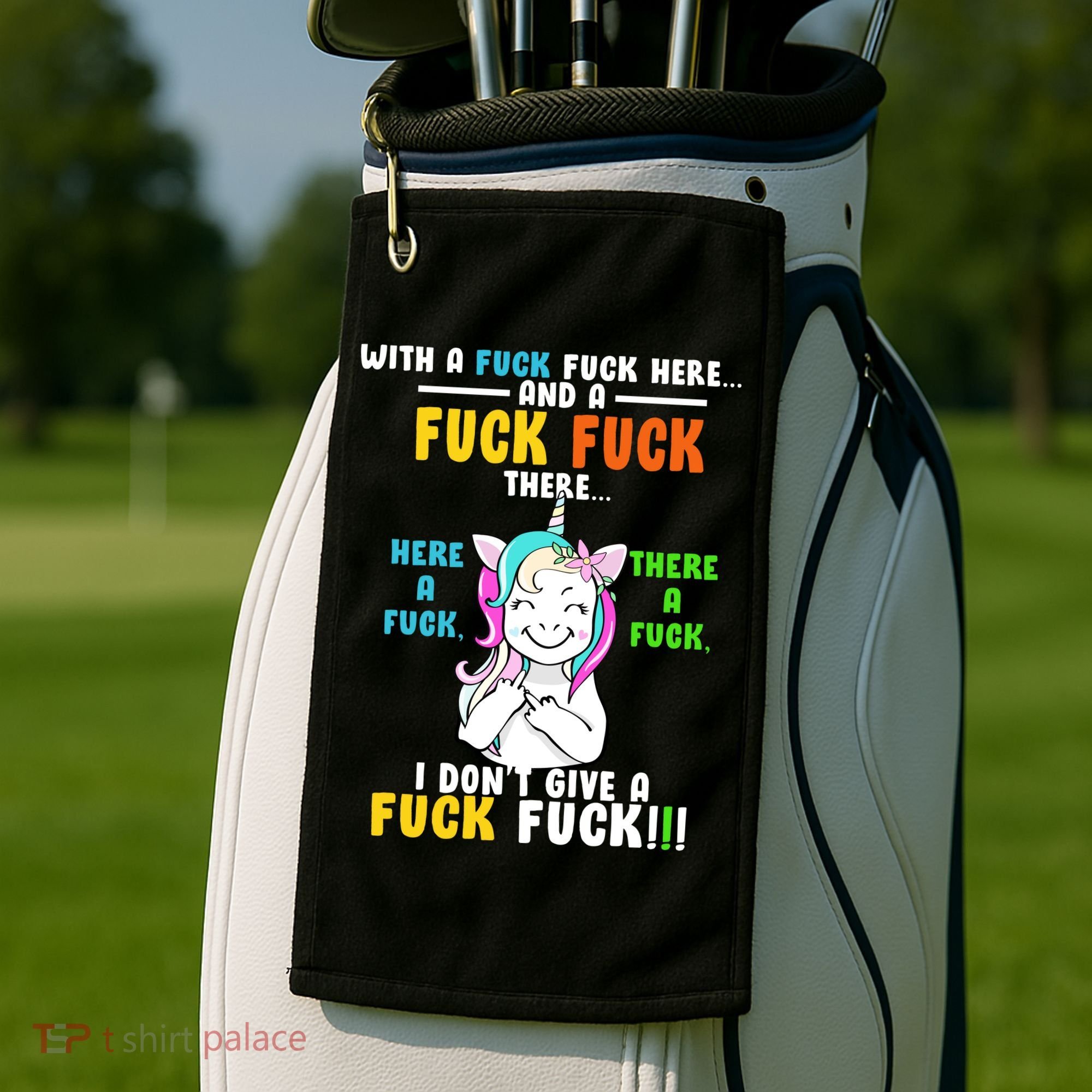 I Don't Give A Fuck Fuck Offensive Funny Unicorn Golf Towel