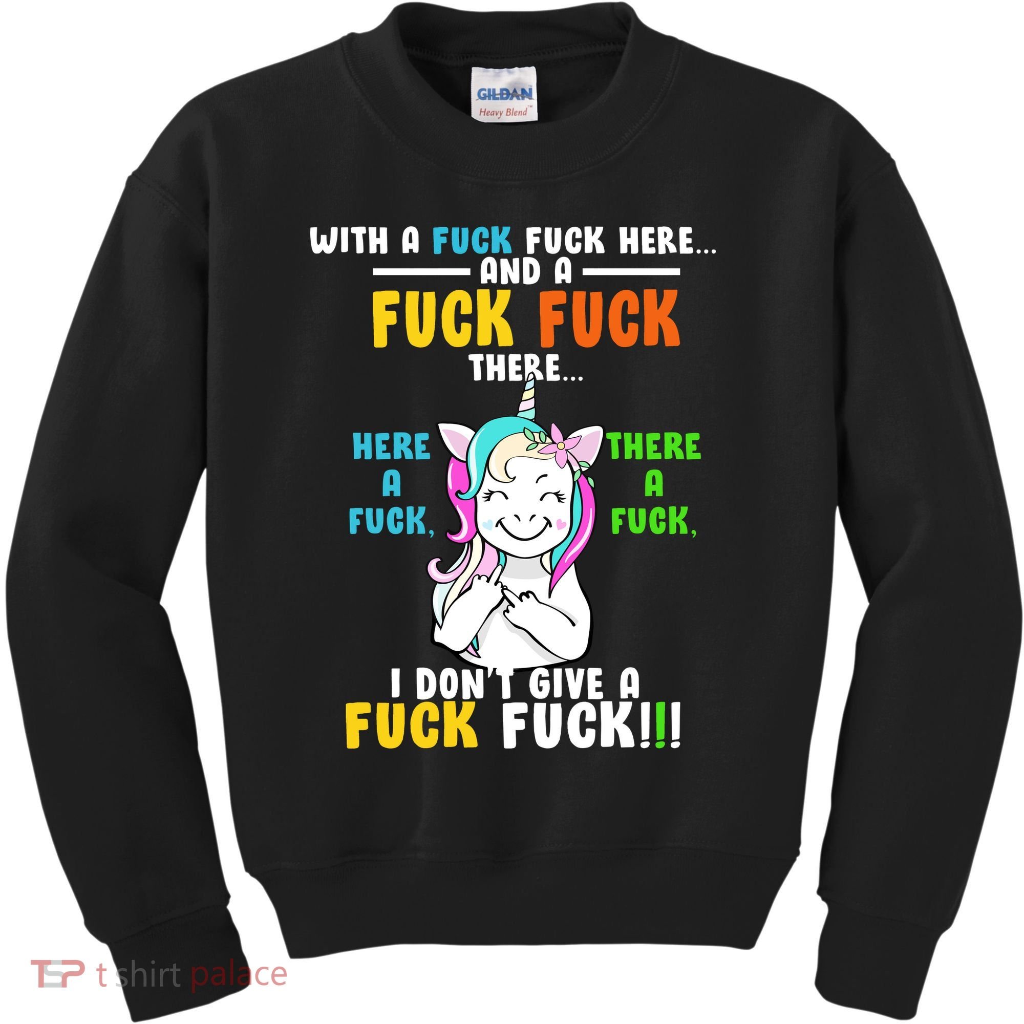 I Don't Give A Fuck Fuck Offensive Funny Unicorn Kids Sweatshirt