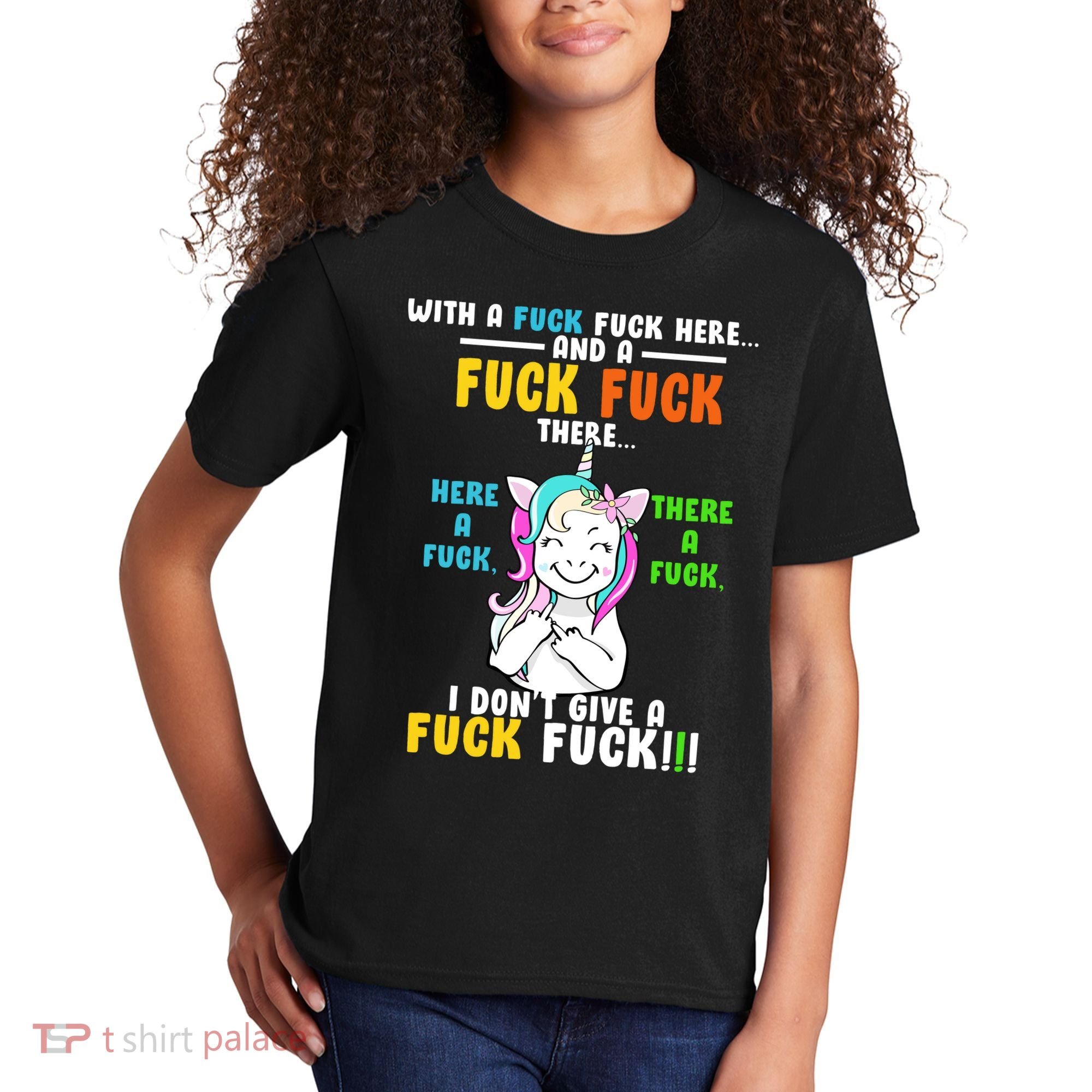 I Don't Give A Fuck Fuck Offensive Funny Unicorn Kids T-Shirt