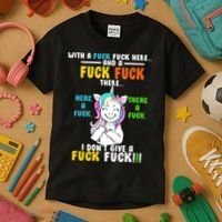 I Don't Give A Fuck Fuck Offensive Funny Unicorn Kids T-Shirt thumb 3